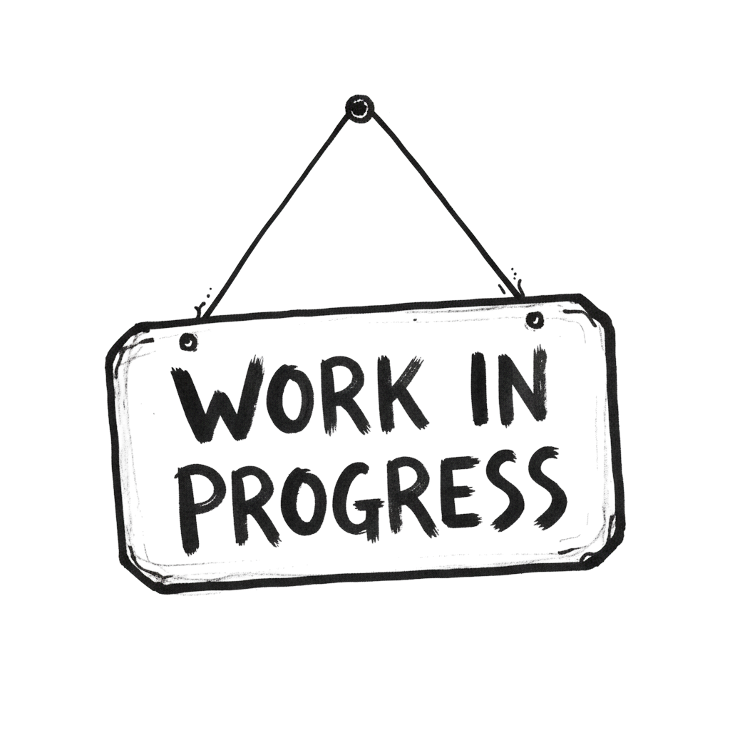 Hand-drawn WORK sign